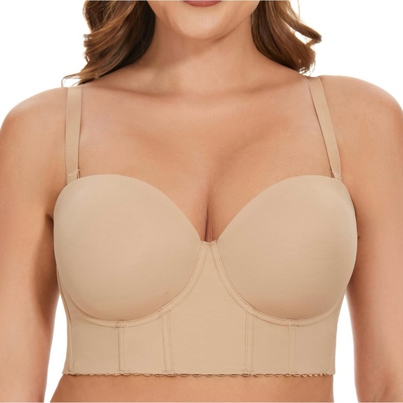 SEA BBOT Women Longline Strapless Bra Full Figure Corset Bra Hide Back Fat - Picture 3 of 10